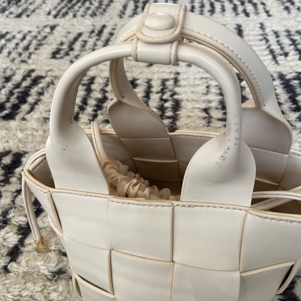 Woven Faux Leather Bag with Removable Strap and Pouch - Picture 7 of 10